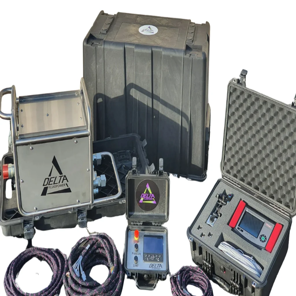 DIFMA flow meter kit by Delta Fluidpower used for hydraulic system testing and mechanical diagnostics in field environments