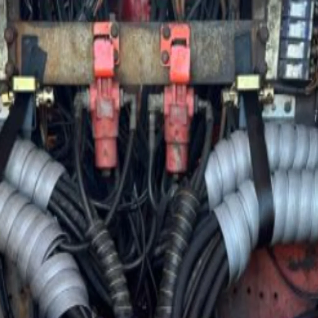 No Gap Wrap fitted to hydraulic hoses for increased protection and organised hose management in heavy-duty equipment